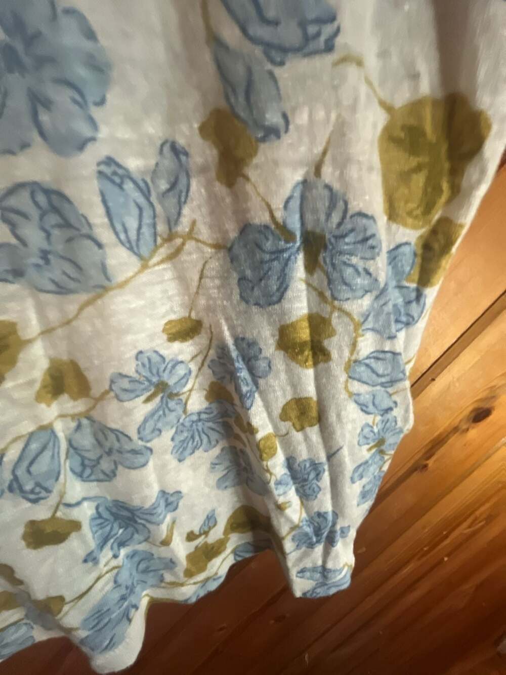 Joie 100% Linen Blue & Yellow Floral Print Top Size L